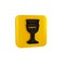 Black Medieval goblet icon isolated on transparent background. Holy grail. Yellow square button.