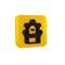 Black Medieval throne icon isolated on transparent background. Yellow square button.