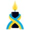 Black memorial candle with Ukraine flag ribbon. Ukrainian Russian war