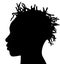 Black Men African American, African profile picture silhouette. Man from the side with afroharren. Dreadlocks hairstyle, afro hair