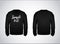 Black men`s sweatshirt template with sample text front and back view. Hoodie for branding or advertising