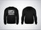 Black men's sweatshirt template with sample text front and back view. Hoodie for branding or advertising