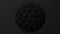 Black mesh array, abstract sphere. Black background. Monochrome illustration, 3d render