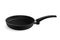 Black metal frying pan. Chrome plated cast iron and stainless steel