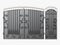 Black metal gates on a white background 3d rendering