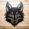 Black Metal Wolf Laser Cut Design On Wooden Wall