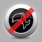 Black metallic button, white jumping fish ban icon