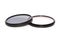 Black metallic lens filters isolated white background