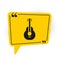 Black Mexican guitar icon isolated on white background. Acoustic guitar. String musical instrument. Yellow speech bubble