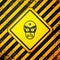 Black Mexican wrestler icon isolated on yellow background. Warning sign. Vector