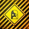 Black Mexican wrestler icon isolated on yellow background. Warning sign. Vector