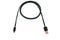 Black micro-usb cable twisted into a ring, on a white isolated background. Horizontal frame