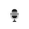 black microphone icon. linear button. radio  podcast logo