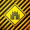 Black Milan Cathedral or Duomo di Milano icon isolated on yellow background. Famous landmark of Milan, Italy. Warning