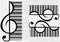 black minimal logo classical music treble clef and piano keys