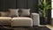 Black minimalist Interior of modern living room 3D rendering