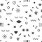 Black modern geometrical and fun symbol icons pattern on white background