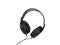 Black, modern headphones on a white isolated background. A device for personal audio listening.
