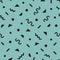 Black modern retro and funky simple symbols pattern on blue