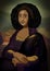 Black Mona Lisa  with Afro hair, digital art illustration