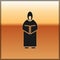 Black Monk icon isolated on gold background. Vector Illustration.