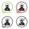 Black Monk icon isolated on white background. Circle button. Vector