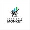 black monkey and three bar smart marketing logo design idea