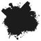 Black monochrome ink or paint blots grunge background. Texture Vector. Dust overlay distress grain. Black splatter
