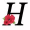 Black monogram letter H with red flowers