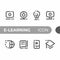 Black monoline color icon symbol compilation of e learning line art