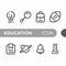 Black monoline color icon symbol compilation of education line art