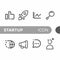 Black monoline color icon symbol compilation of startup line art