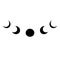 Black moon phase logo. Simple moon symbol isolated icon. lunar phases graphic element Moon cycle Vector