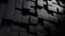 Black mosaic background. Random cubes background. Architectural abstraction. Business or corporate decoration.