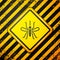 Black Mosquito icon isolated on yellow background. Warning sign. Vector