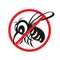 Black mosquito in red circle stop sign vector design