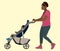 Black Mother Pushing Baby in Stroller