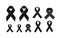 Black mourning ribbon. Death, eternal memory, funeral icon or symbol. Vector illustration