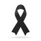 Black mourning ribbon isolated on white background. Vector illustration