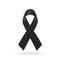 Black mourning ribbon isolated on white background. Vector illustration