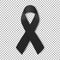 Black mourning ribbon on transparent background. Vector illustration