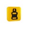 Black Mouthwash plastic bottle icon isolated on transparent background. Liquid for rinsing mouth. Oralcare equipment