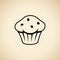 Black Muffin Icon isolated on a Beige Background Vector Illustration