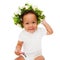 Black mulatto baby with floral wreath