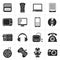 Black multimedia and technology icons