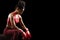 Black muscular woman boxer getting ready for fight