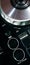 black music mixer play button detail background close-up