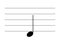 Black music symbol of note D or RE on staff lines