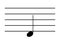Black music symbol of note D or RE on staff lines