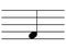 Black music symbol of quarter note on staff lines